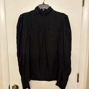 Ba&sh high-neck puff long-sleeve blouse draped black women’s large